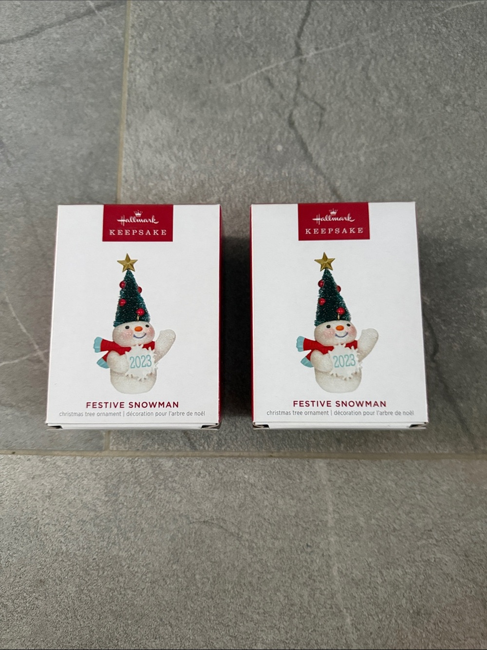 Hallmark Festive Snowman Ornament - White, Green, Red, Gold